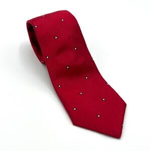 100% Silk Berkley Red Tie with White Dots Made in USA